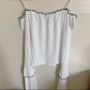 Off-shoulder crop top with bell sleeves